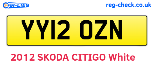YY12OZN are the vehicle registration plates.
