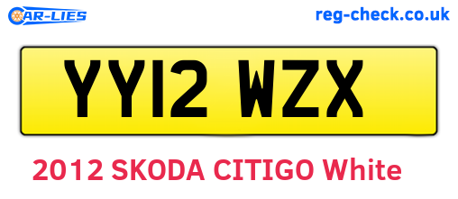 YY12WZX are the vehicle registration plates.