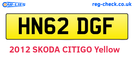 HN62DGF are the vehicle registration plates.