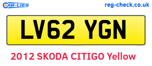 LV62YGN are the vehicle registration plates.