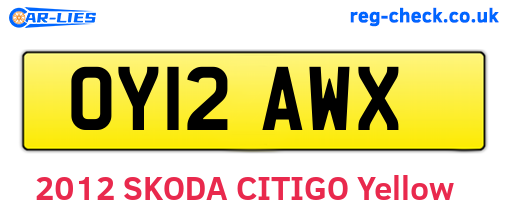 OY12AWX are the vehicle registration plates.