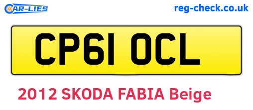 CP61OCL are the vehicle registration plates.