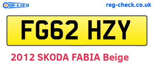 FG62HZY are the vehicle registration plates.