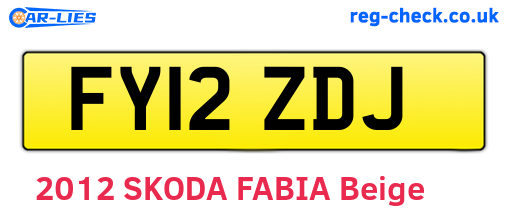 FY12ZDJ are the vehicle registration plates.