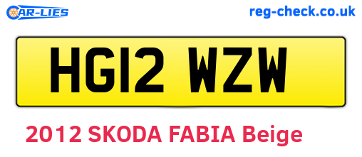 HG12WZW are the vehicle registration plates.