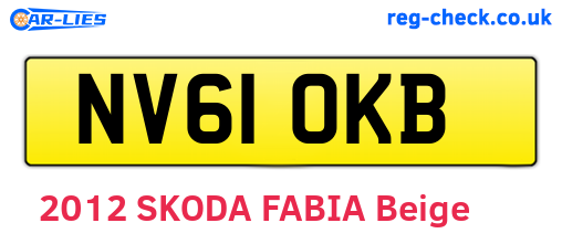 NV61OKB are the vehicle registration plates.