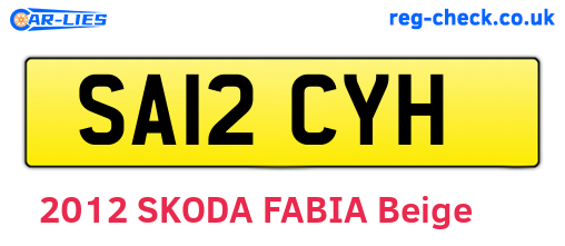 SA12CYH are the vehicle registration plates.