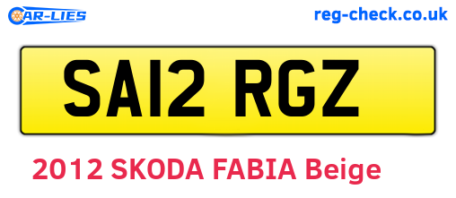 SA12RGZ are the vehicle registration plates.