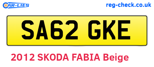 SA62GKE are the vehicle registration plates.