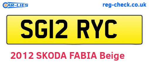SG12RYC are the vehicle registration plates.