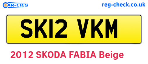 SK12VKM are the vehicle registration plates.