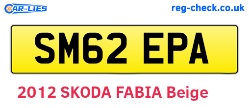 SM62EPA are the vehicle registration plates.