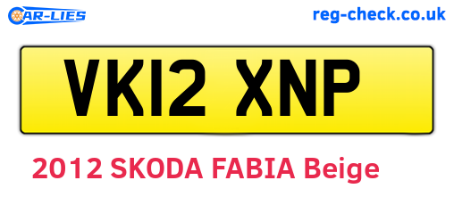 VK12XNP are the vehicle registration plates.