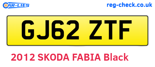 GJ62ZTF are the vehicle registration plates.