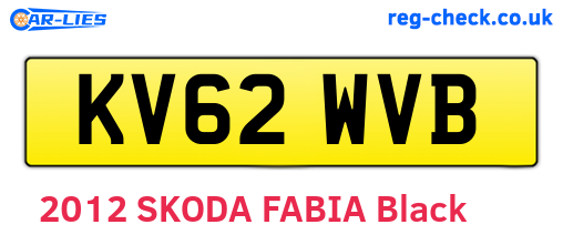 KV62WVB are the vehicle registration plates.