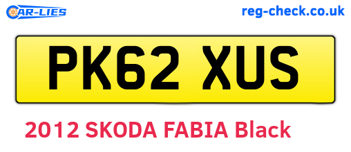 PK62XUS are the vehicle registration plates.