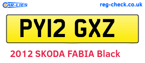 PY12GXZ are the vehicle registration plates.