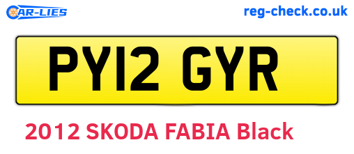 PY12GYR are the vehicle registration plates.