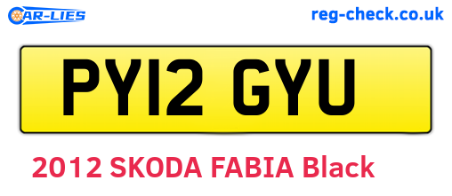 PY12GYU are the vehicle registration plates.