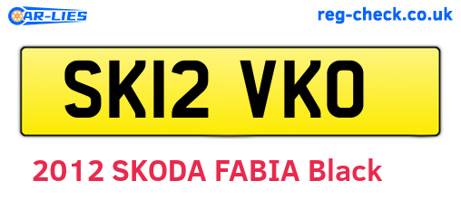 SK12VKO are the vehicle registration plates.
