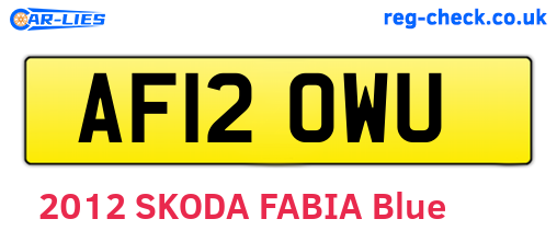 AF12OWU are the vehicle registration plates.