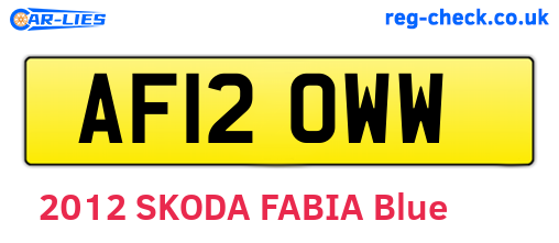 AF12OWW are the vehicle registration plates.