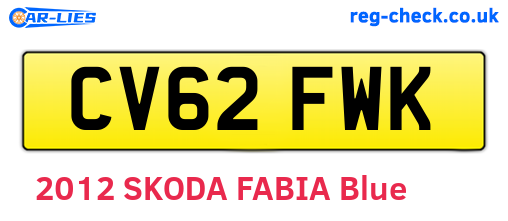 CV62FWK are the vehicle registration plates.