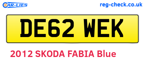 DE62WEK are the vehicle registration plates.