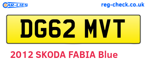 DG62MVT are the vehicle registration plates.
