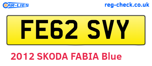 FE62SVY are the vehicle registration plates.