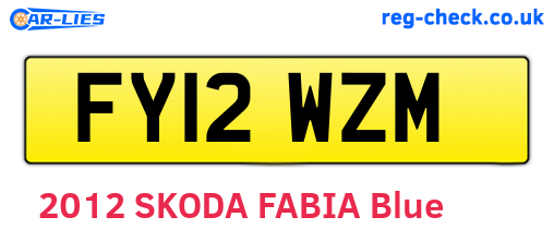 FY12WZM are the vehicle registration plates.