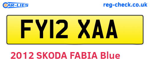 FY12XAA are the vehicle registration plates.