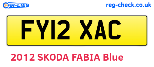 FY12XAC are the vehicle registration plates.