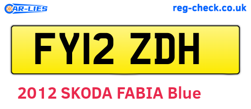 FY12ZDH are the vehicle registration plates.
