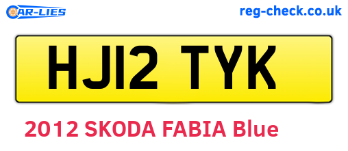 HJ12TYK are the vehicle registration plates.