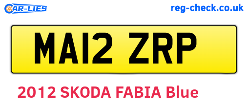MA12ZRP are the vehicle registration plates.