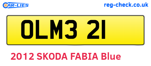 OLM321 are the vehicle registration plates.