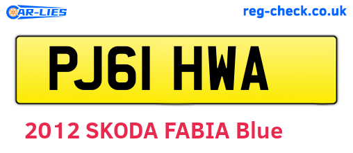 PJ61HWA are the vehicle registration plates.
