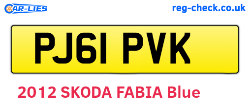 PJ61PVK are the vehicle registration plates.