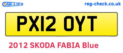 PX12OYT are the vehicle registration plates.