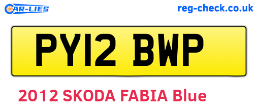 PY12BWP are the vehicle registration plates.