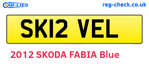 SK12VEL are the vehicle registration plates.