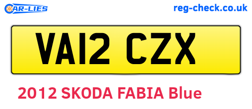 VA12CZX are the vehicle registration plates.