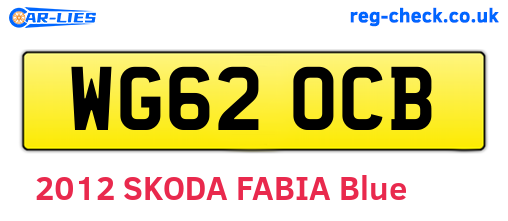 WG62OCB are the vehicle registration plates.