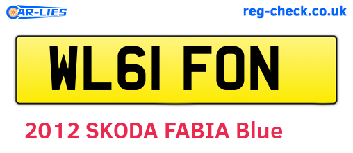WL61FON are the vehicle registration plates.
