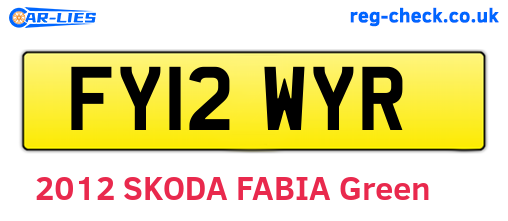 FY12WYR are the vehicle registration plates.