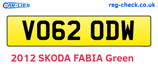 VO62ODW are the vehicle registration plates.