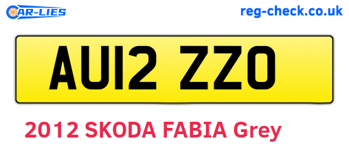 AU12ZZO are the vehicle registration plates.