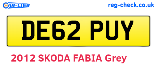 DE62PUY are the vehicle registration plates.
