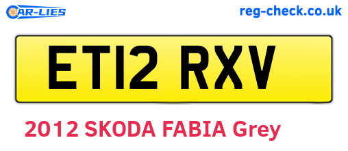 ET12RXV are the vehicle registration plates.